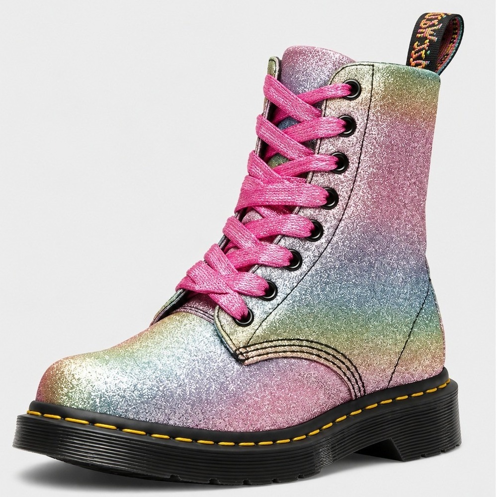 DR. MARTENS 1460 Pascal Rainbow Glitter Boots Women's Size 6